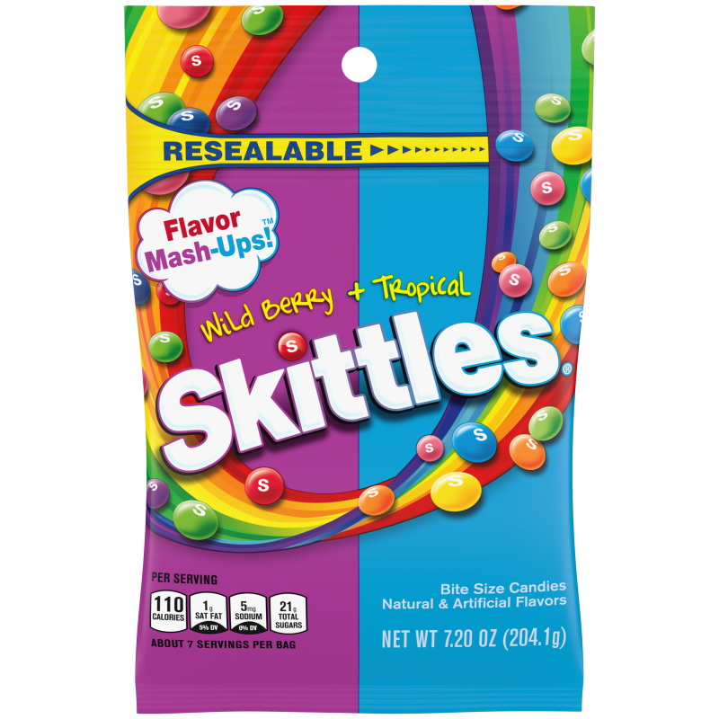 SKITTLES Flavor MashUps Wild Berry and Tropical Candy Bag, 7.2 oz SKITTLES® SKITTLES Flavor MashUps Wild Berry and Tropical Candy Bag, 7.2 oz SKITTLES®